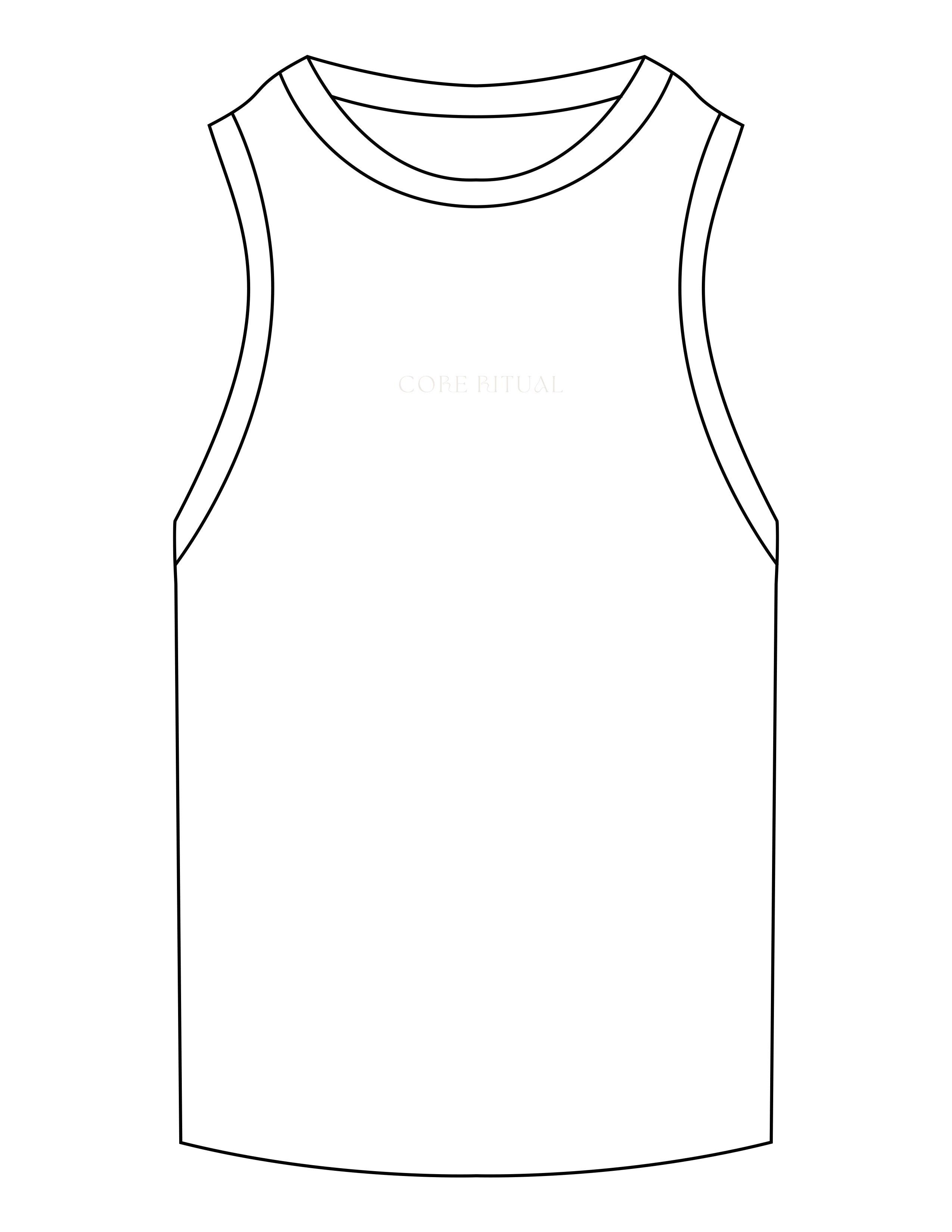 The Ribbed Full Length Tank - White - Core Ritual - Center Chest - Embroidered - Bone