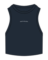 The Ribbed Crop Tank - Navy - Ignite Wellness - Center Chest - Embroidered - White