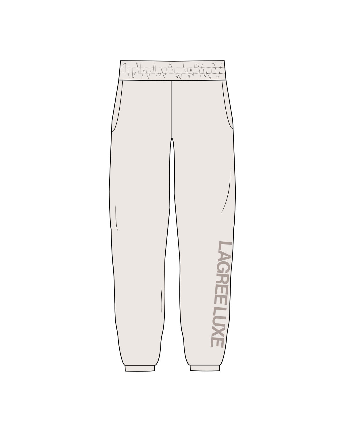 The Womens Sweatpants - Bone - Lagree Luxe - Left Leg - Printed - Tone on Tone