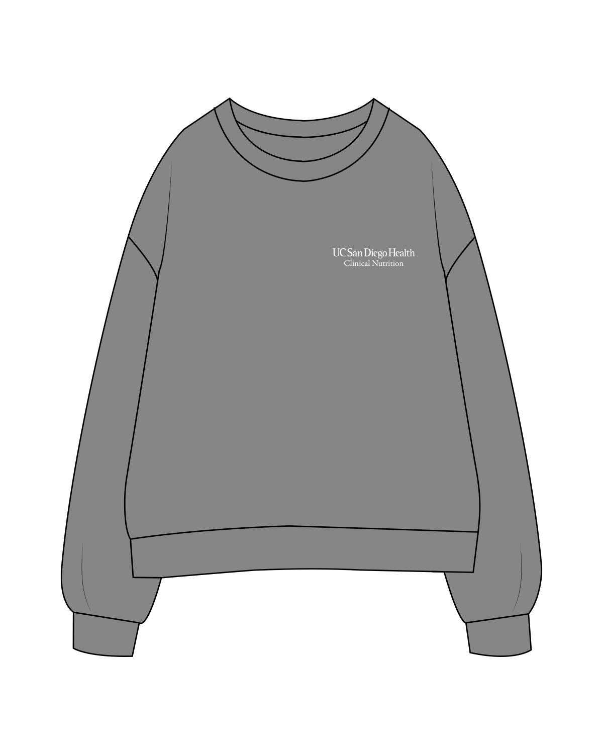 The Mens Crewneck - Shadow - UCSD Health - Left Chest & Back Round "TRUST" - Printed - White