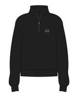 The Womens 1/4 Zip - Black - Core LP - Left Chest Round - Printed - White