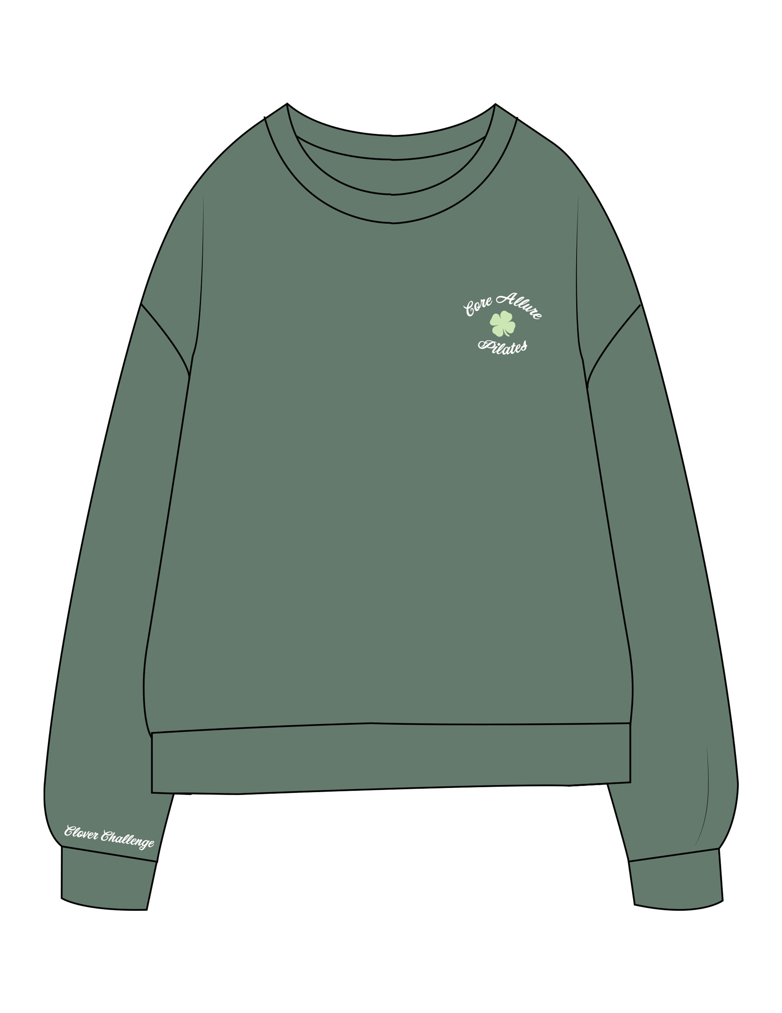 The Midweight Unisex Crewneck - Washed Alpine - Core Allure Pilates - Left Chest Stacked & Right Wrist - Embroidered - Full Color