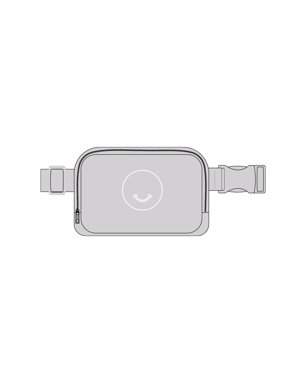 The Cross Body Bag - Light Gray - Squeeze Massage - Center Body Smiley - Printed - White