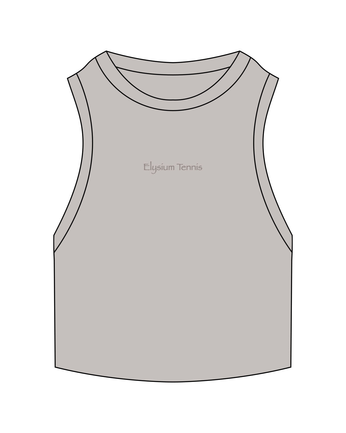 The Ribbed Crop Tank - Storm - Elysium Tennis - Center Chest - Embroidered - Tone on Tone