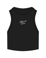 The Ribbed Crop Tank - Black - Newport Peach - Center Chest - Embroidered - White