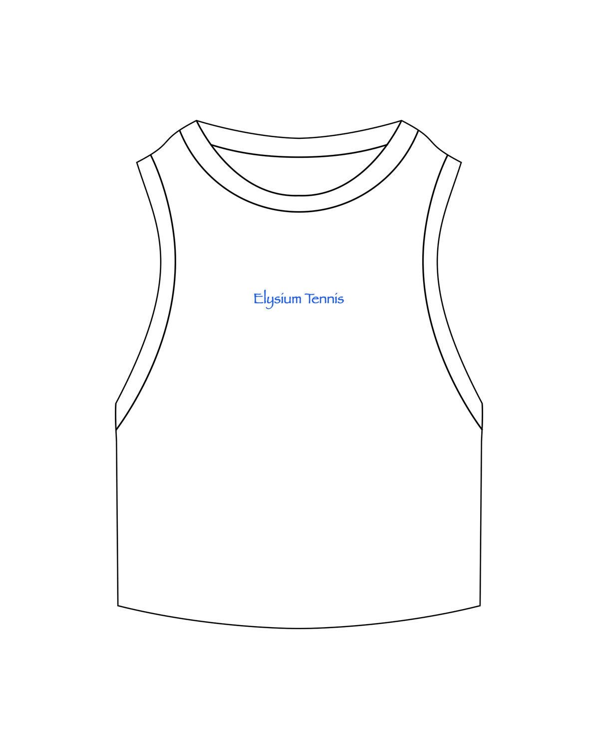 The Ribbed Crop Tank - White - Elysium Tennis - Center Chest - Embroidered - Blue - #2b65da