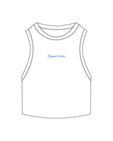 The Ribbed Crop Tank - White - Elysium Tennis - Center Chest - Embroidered - Blue - #2b65da