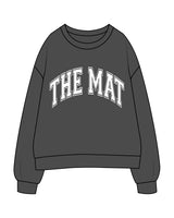 The Womens Crewneck - Washed Black - MAT - Center Chest - White