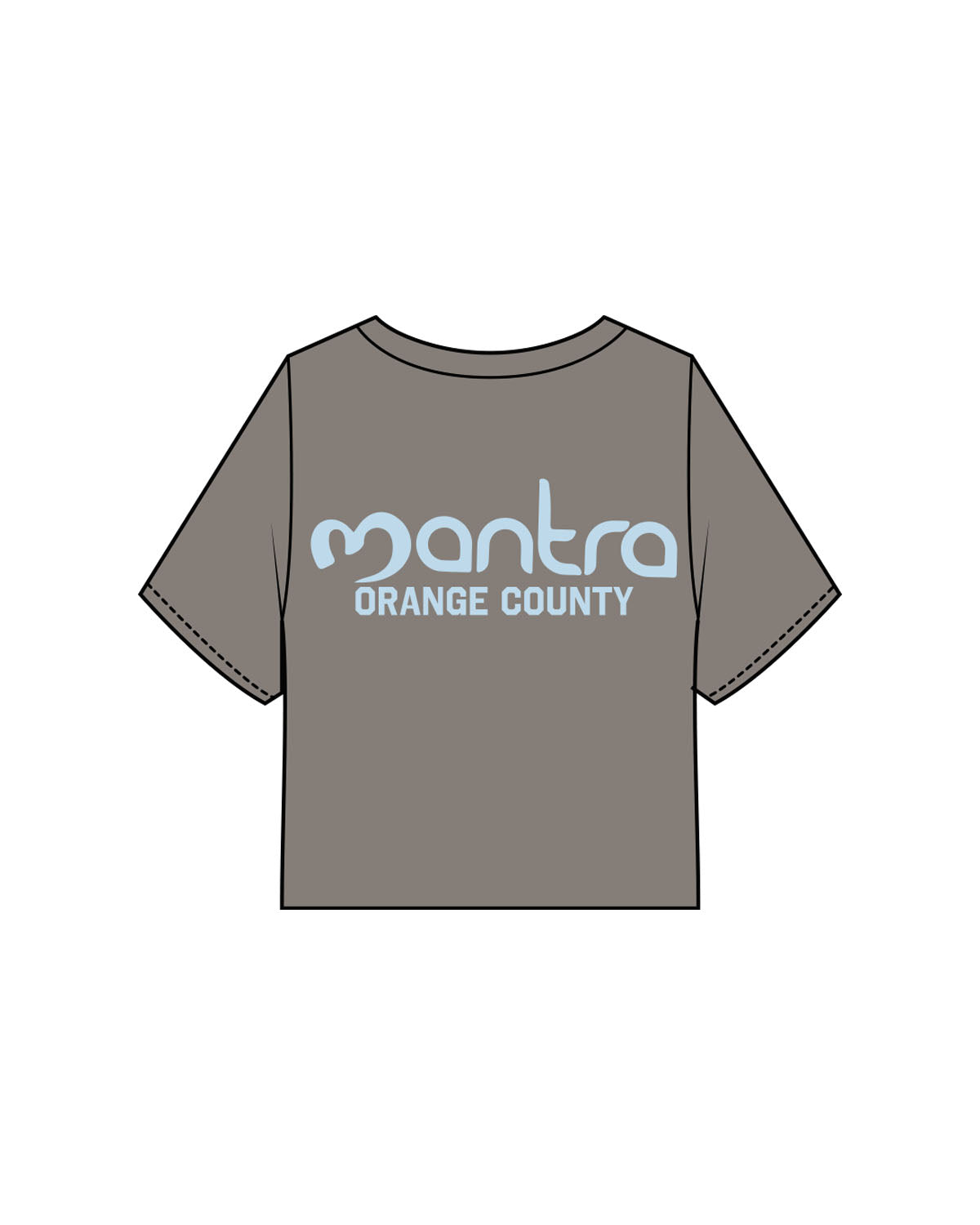 The Heavyweight Crop Tee - Washed Gray - Mantra - Left Chest Stacked & Back Center Stacked - Orange County - Light Blue