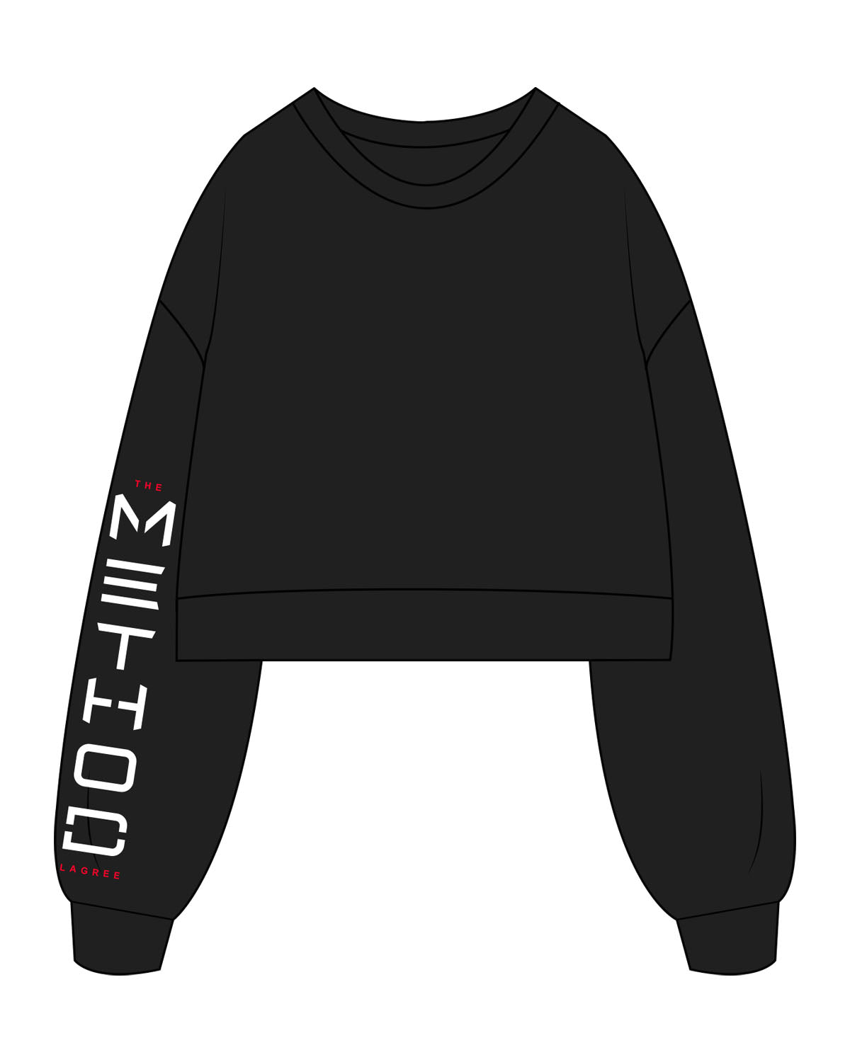 The Womens Crop Crewneck - Black - TML - Right Sleeve - Full Color