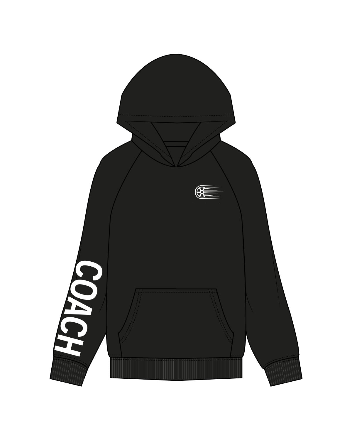 The Womens Hoodie - Black - Wheel House NY - Left Chest & Right Sleeve - Printed - White