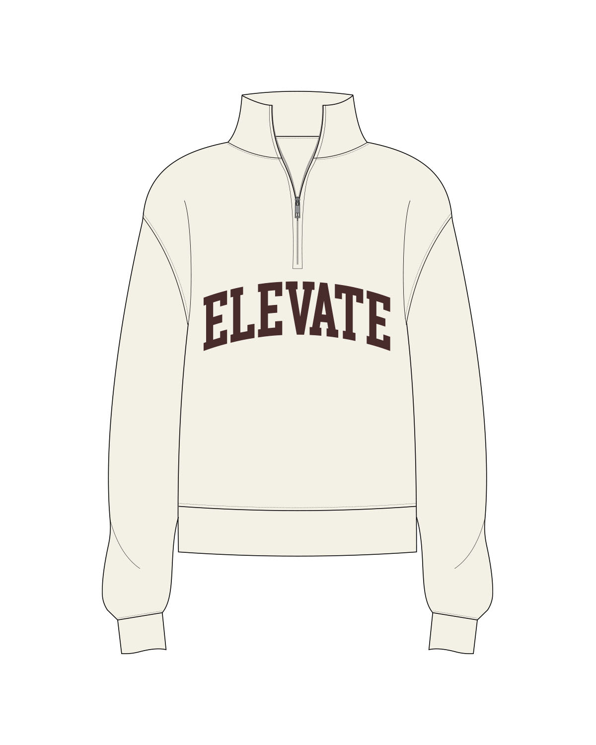 The Womens 1/4 Zip - Off White - Elevate Medical Spa - Center Chest - Printed - Espresso Brown