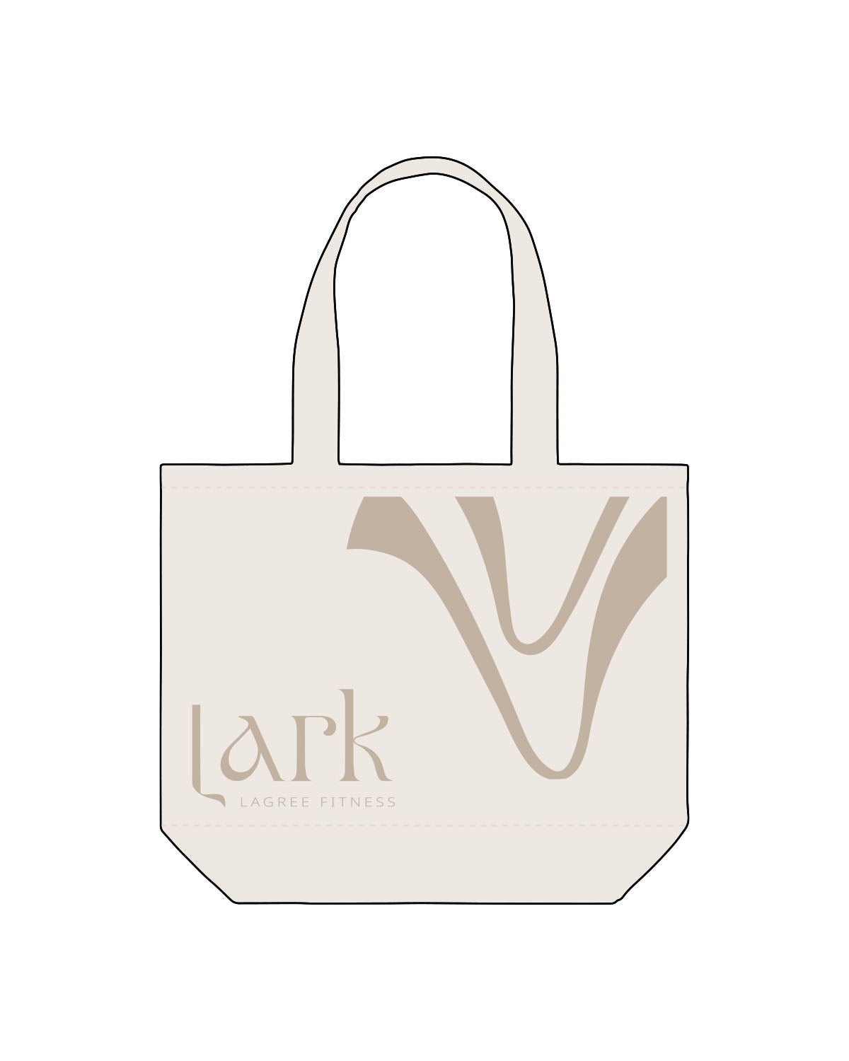 The Tote Bag - Natural - Pure Movement LARK - Full Front - Printed - Fawn