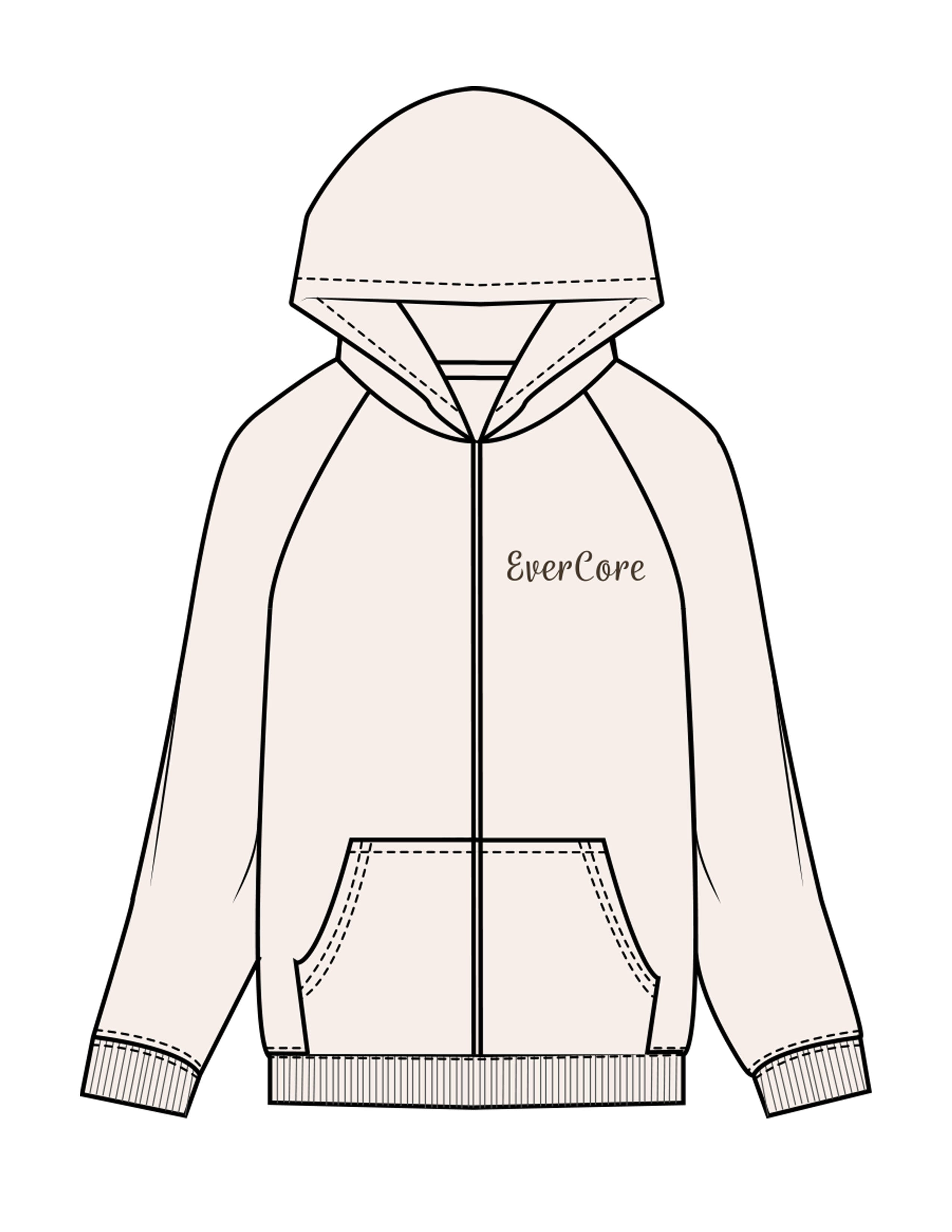 The Recycled Unisex Zip Hoodie - Polar - EVERCORE - Left Chest & Back Stacked - Printed - Brown