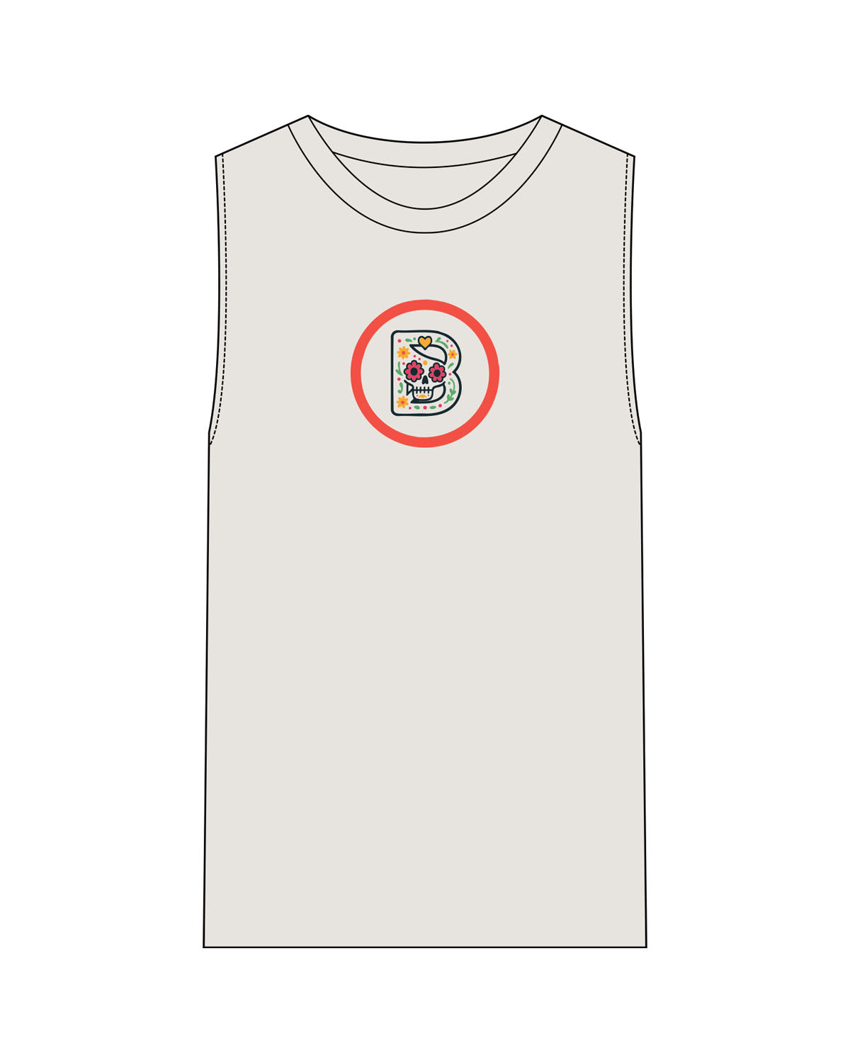 The Mens Heavyweight Tank - Washed Bone - Bond Fitness - Center Chest Round - Printed - Full Color