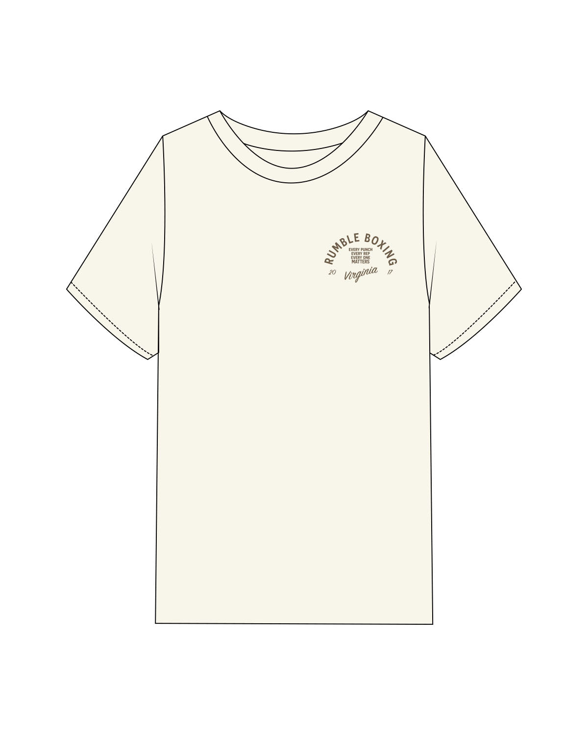 The Mens Heavyweight Tee - Off White - Rumble - Left Chest Stacked - Printed - Walnut