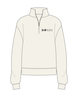 The Womens 1/4 Zip - Off White - Co-Op Pilates - Left Chest - Black