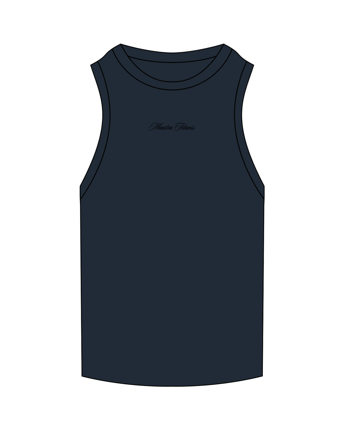 The Ribbed Full Length Tank - Navy - Mantra - Center Chest - Embroidered - Black