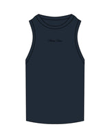 The Ribbed Full Length Tank - Navy - Mantra - Center Chest - Embroidered - Black