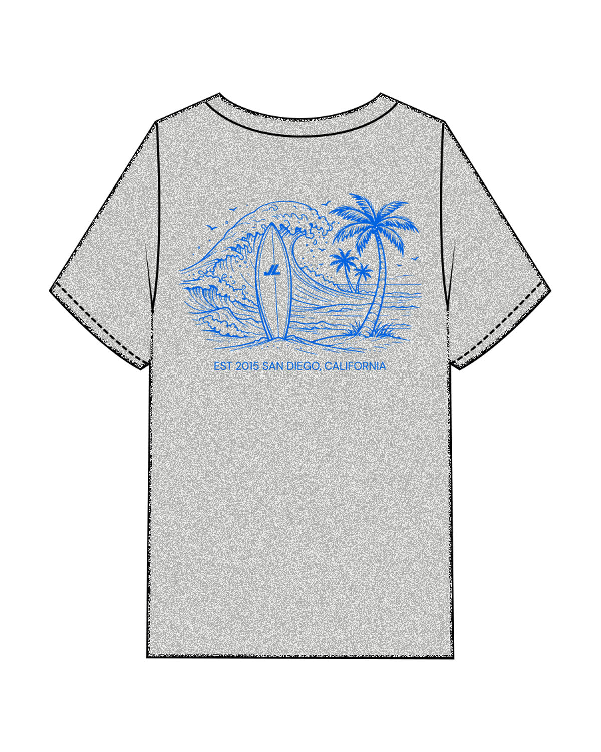 The Mens Heavyweight Tee - Heather - JL Marketing - Left Chest & Back Image - Printed - Blue
