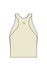 The High Neck Racer Tank - Beige - Studio Lagree - Center Chest & Center Back - Printed - Charcoal