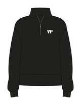 The Mens 1/4 Zip - Black - Vintage Pour - Left Chest Initials - Printed - White