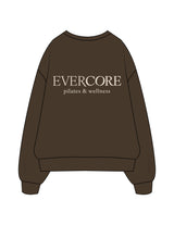 The Recycled Unisex Crewneck - Brown - EVERCORE - Center Chest Round & Back Stacked  - Printed - Off White