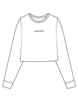 The Crop Long Sleeve - White - THE PILATES DISTRICT - Center Chest - Printed - Black