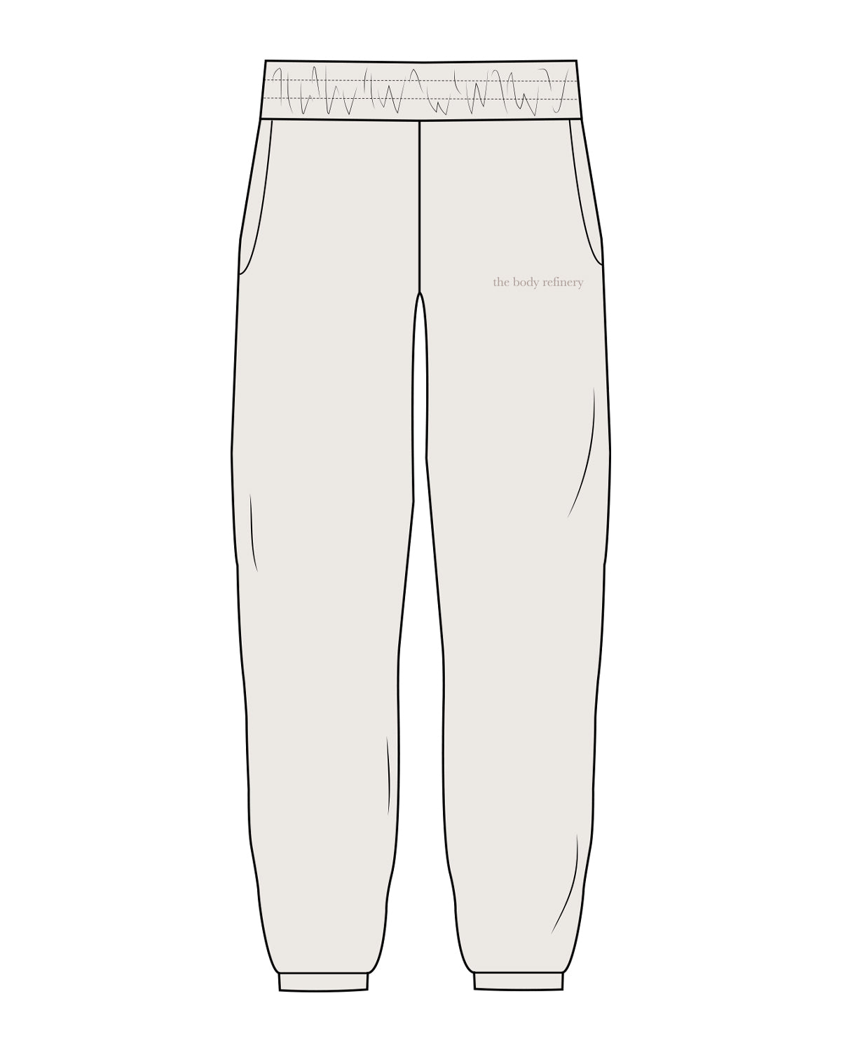 The Womens Sweatpants - Bone - The Body Refinery - Left Leg - Embroidered - Tone on Tone