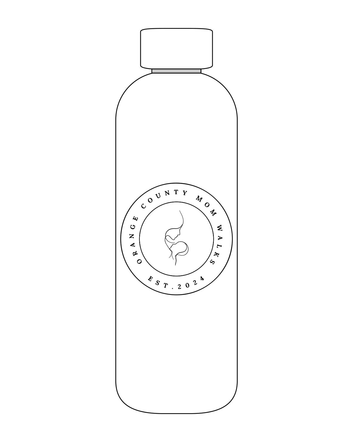 The Water Bottle - White - SD Mom Walks - Center " ORANGE COUNTY " - Black