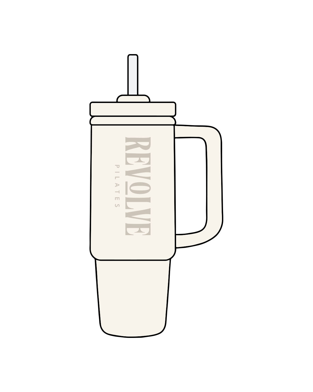 The Tumbler Cup - Off White - Revolve Pilates - Center Body Stacked - Printed - Tone on Tone