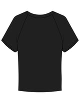 The Micro Rib Baby Tee - Black - Viva Pilates - Center Chest Stacked - Printed - Pink