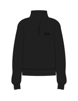The Womens 1/4 Zip - Black - Viva Pilates - Left Chest - Printed - Tone on Tone