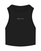 The Ribbed Crop Tank - Black - Bodicore - Center Chest - Embroidered - White