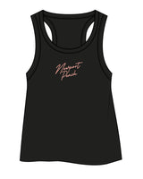 The Crop Tank - Black - Newport Peach - Center Chest Stacked - Peach