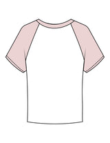 The Micro Rib Baby Tee - White / Pink - SWS - Center Chest Wavy Text - Printed - Full Color