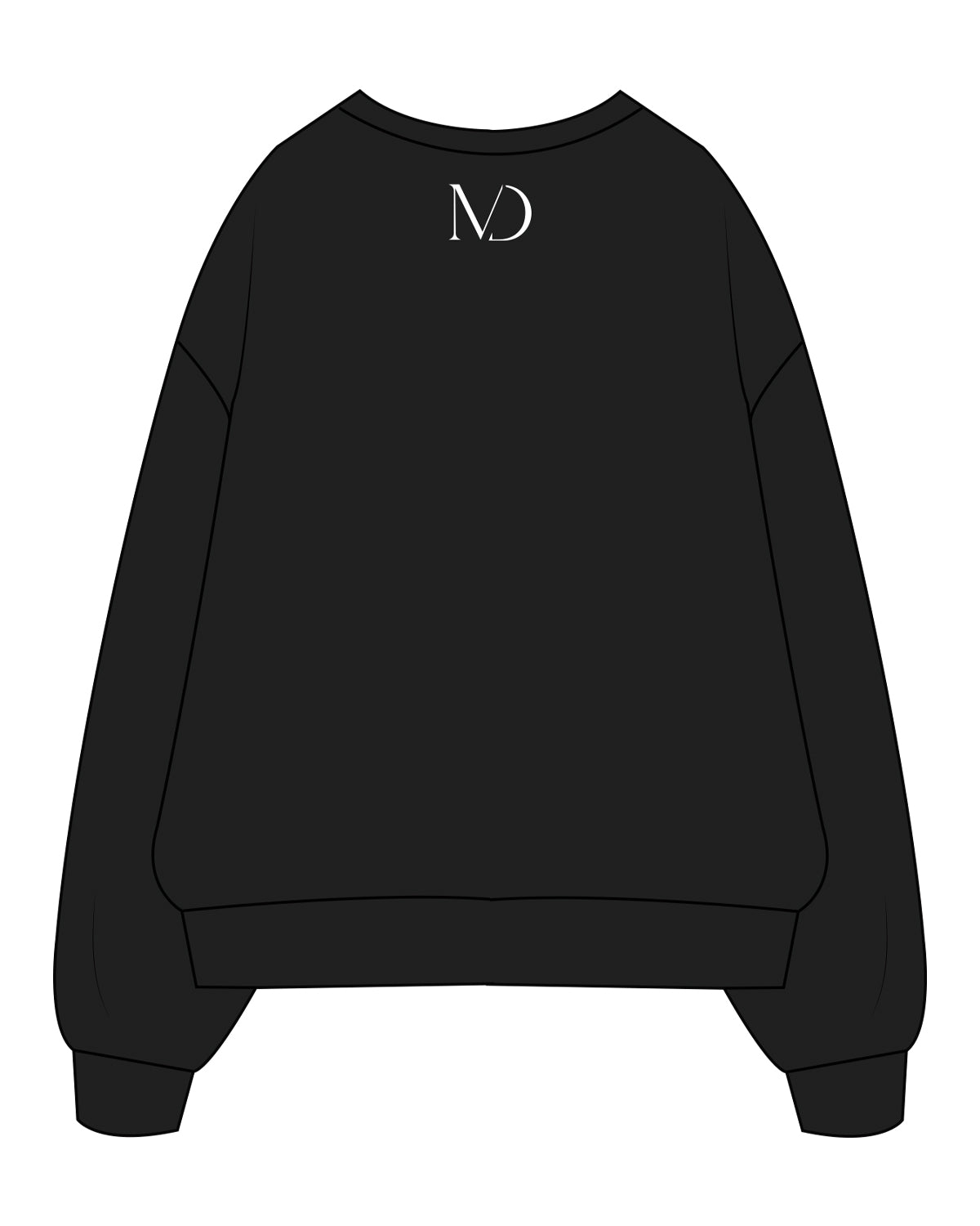 The Mens Crewneck - Black - Masters Division - Center Chest Stacked & Back Center Neckline - White