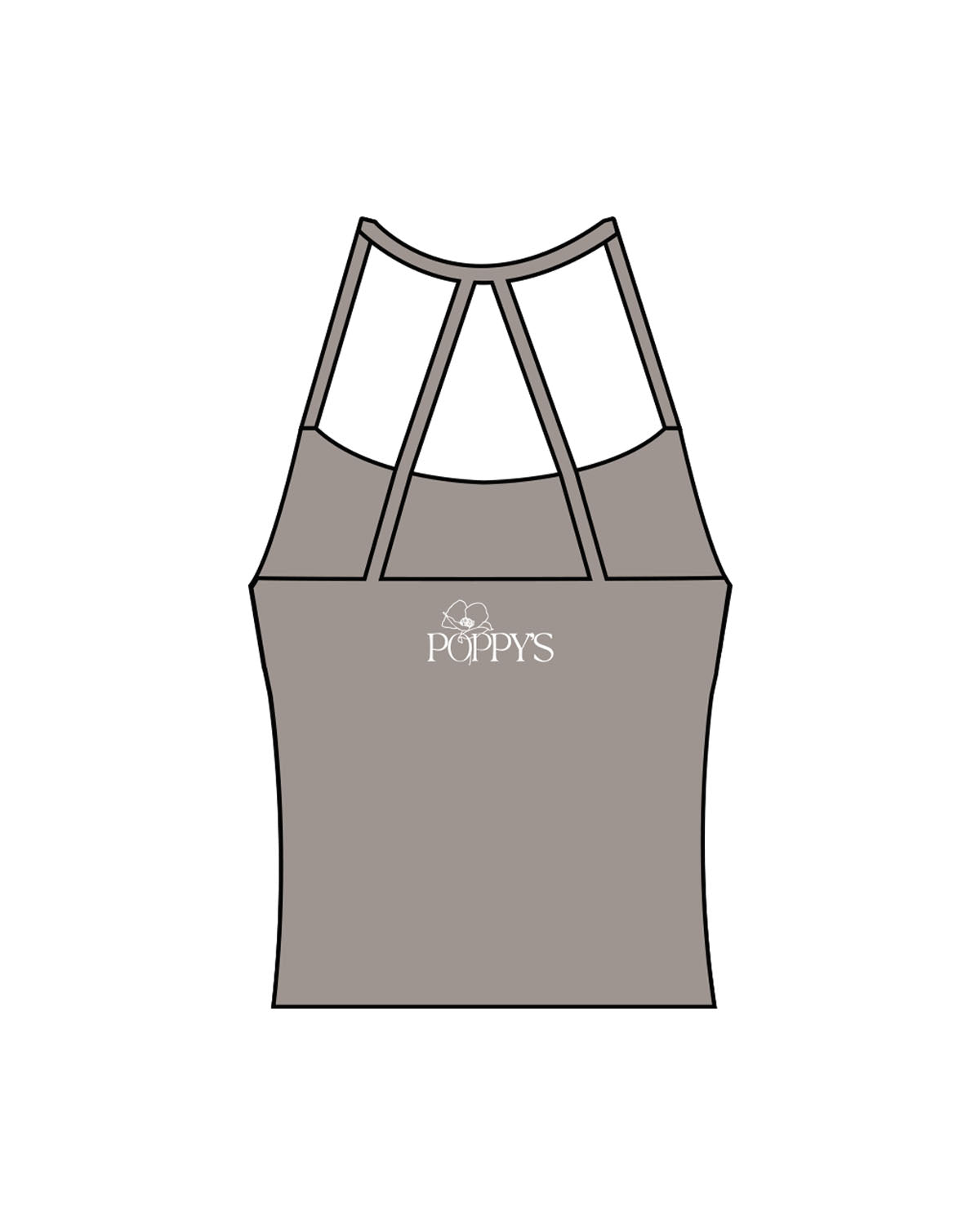 The Womens Sporty Tank - Grey - Poppys Pilates - Center Back Logo - Printed - White