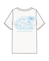 The Mens Heavyweight Tee - Washed Off White - JL Marketing - Left Chest "Palm Tree" & Back Image - Printed - Light Blue