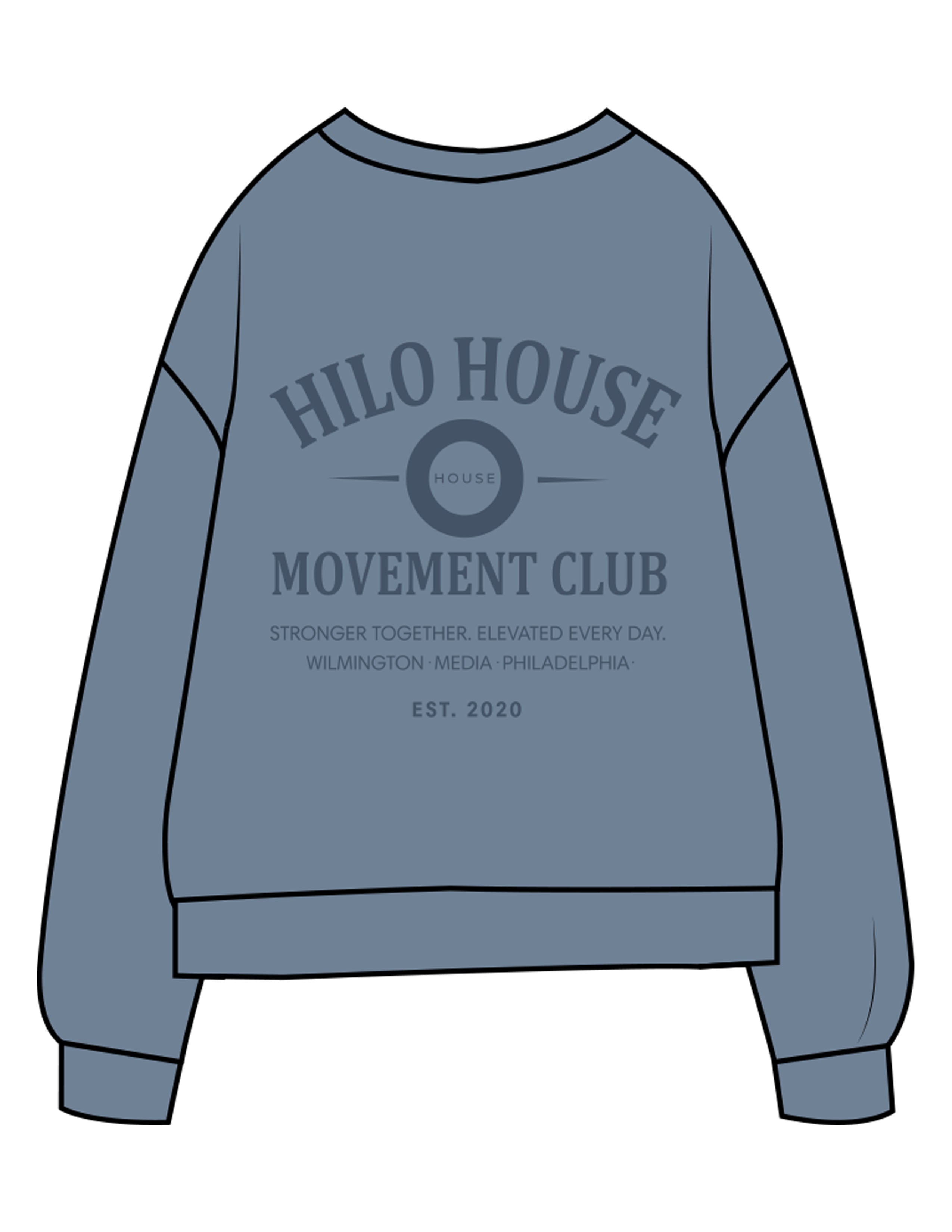 The Midweight Unisex Crewneck - Washed Slate - HiLo - Center Chest & Back Stacked - Printed - Tone on Tone