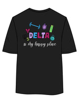The Womens Oversized Tee - Black - Delta Fitness - Upper Chest & Back Stacked "DELTA" - Printed - Full Color
