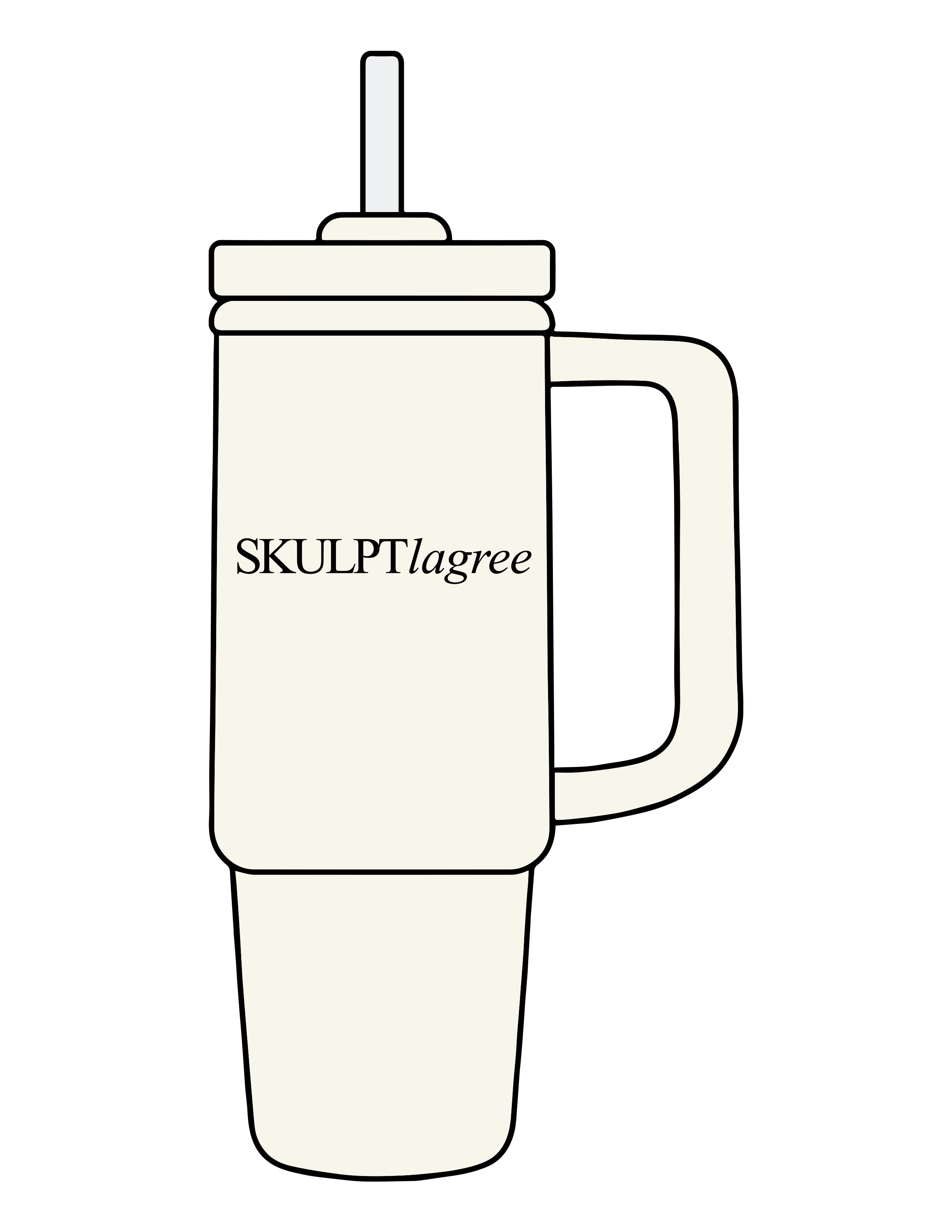 The Tumbler Cup - Off White - Skulpt Lagree - Center Body - Printed - Black