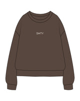 The Recycled Womens Crewneck - Brown - SWTY - Center Chest - Embroidered - Off White