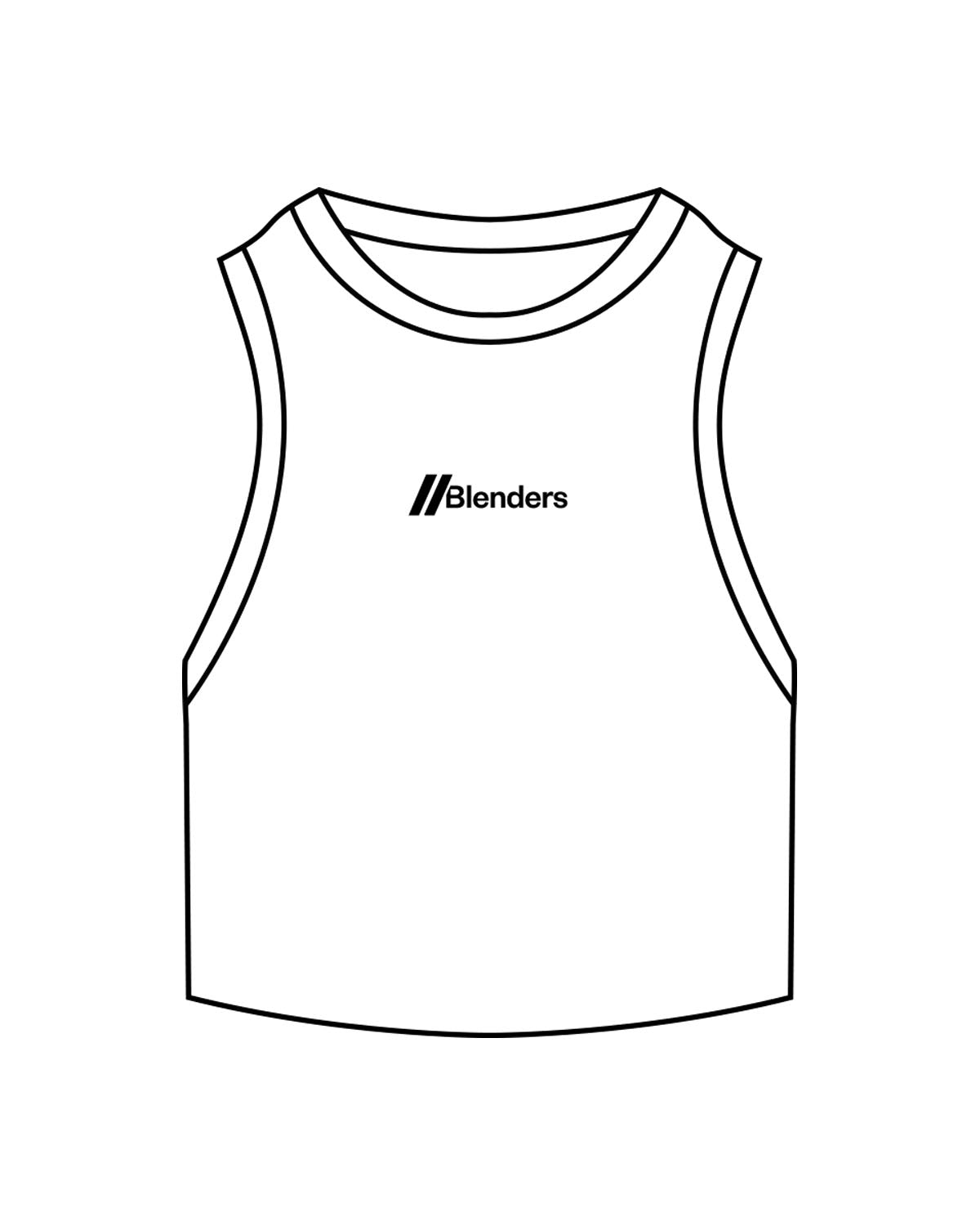 The Ribbed Crop Tank - White - Blenders - Center Chest - Embroidered - Black