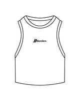 The Ribbed Crop Tank - White - Blenders - Center Chest - Embroidered - Black