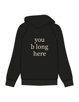 The Womens Zip Hoodie - Black - B Long Pilates - Left Sleeve - Embroidered - Black - Back Stacked Cream - Printed