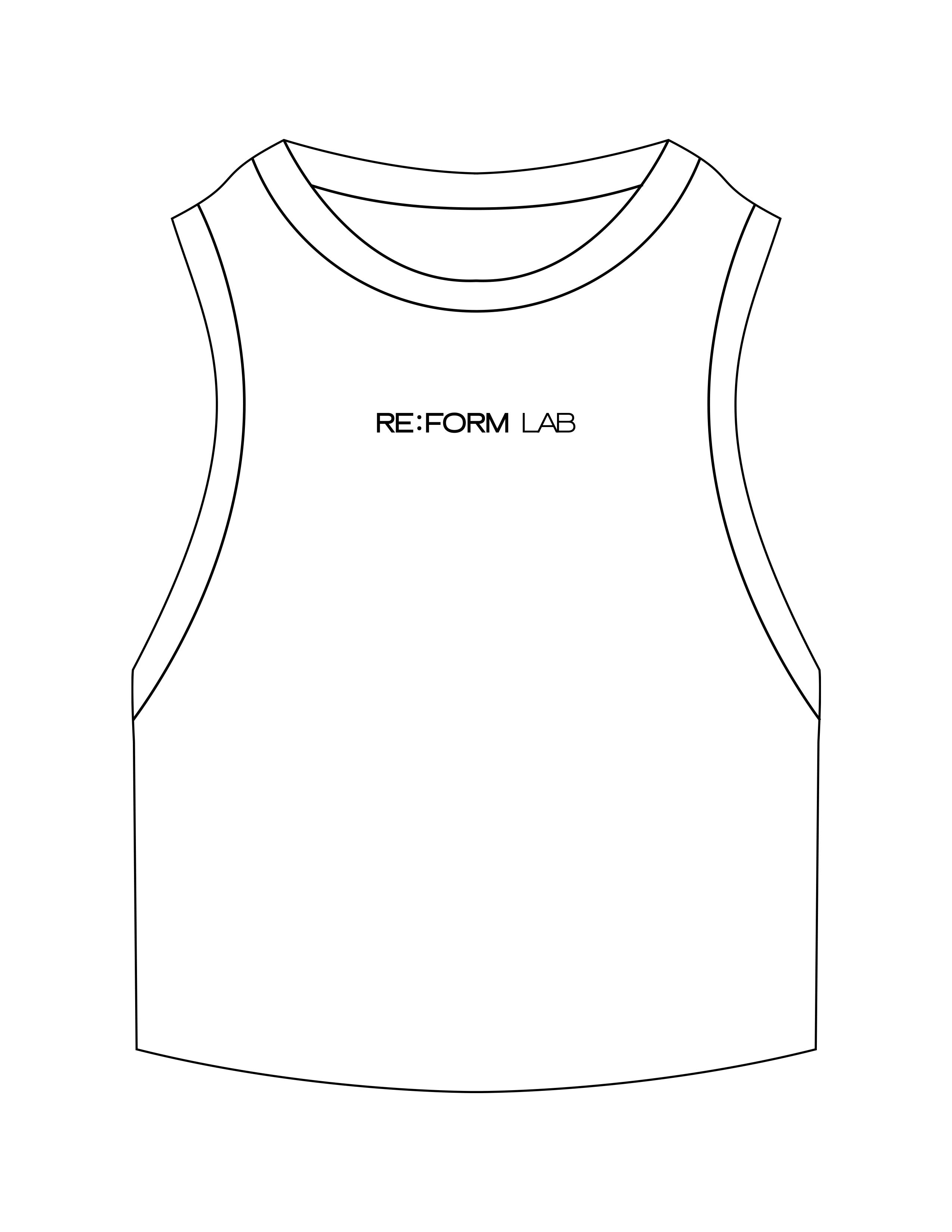 The Ribbed Crop Tank - White - THE RE:FORM LAB - Center Chest - Embroidered - Black
