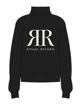 The Womens 1/4 Zip - Black - Ritual Reform - Left Chest "INSTRUCTOR" & Back Stacked - Printed - Off White