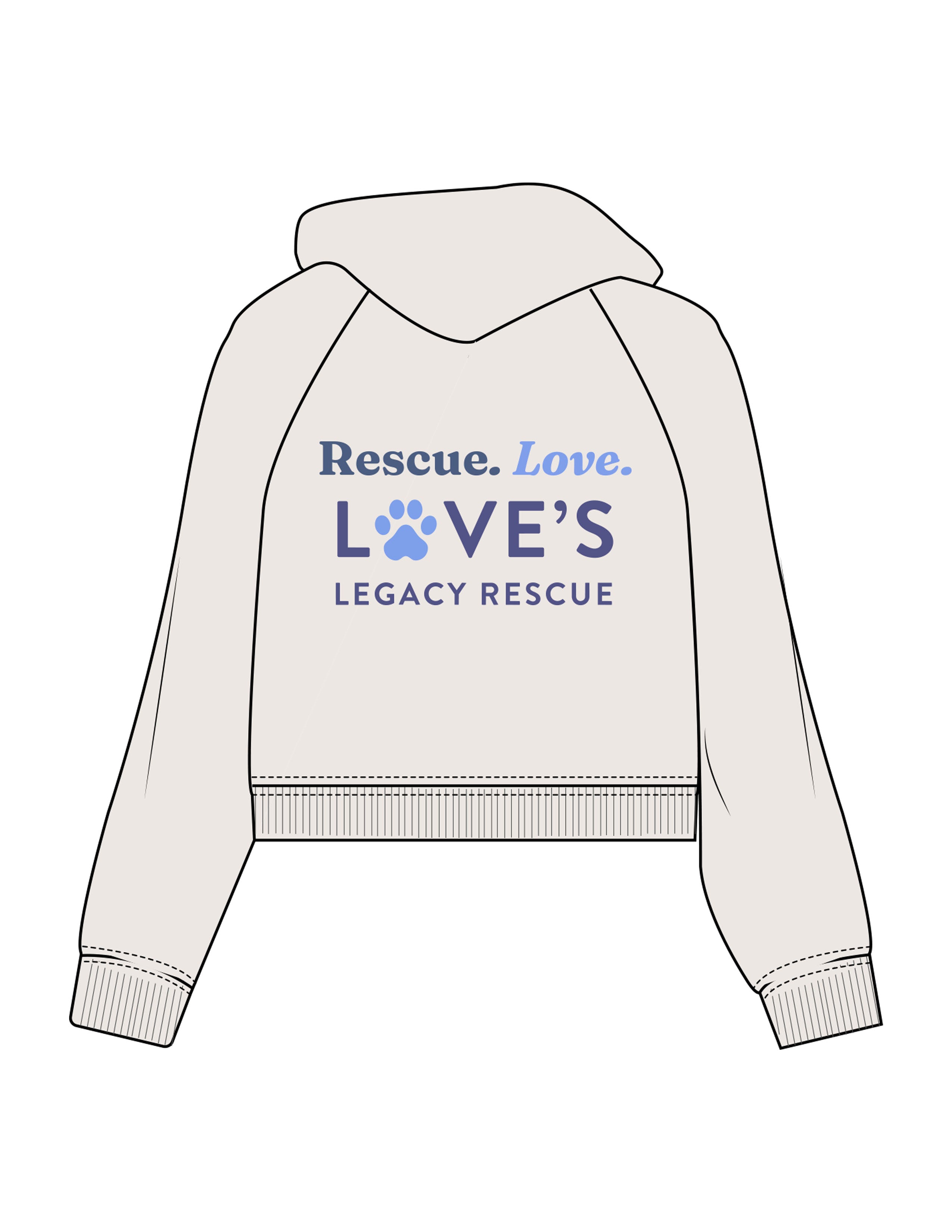 The Womens Crop Hoodie - Bone - LLR - Left Chest Stacked & Back Stacked - Printed - Full Color