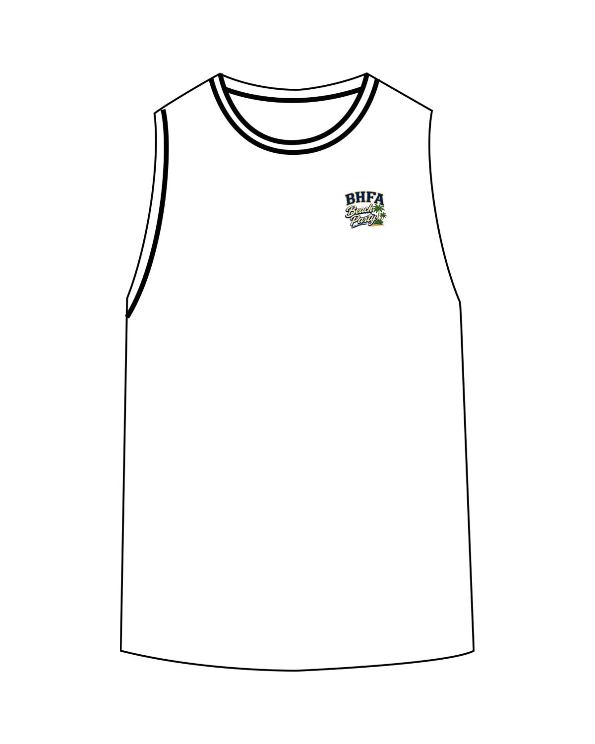 The Classic Full Length Tank - White - Beach Party 2026- Left Chest - Full Back - Printed - Full Color